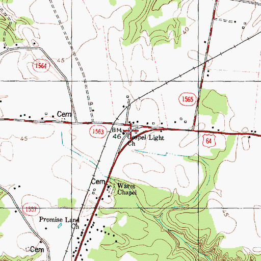 Topographic Map of Gospel Light Church, NC