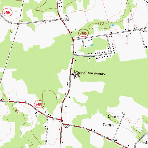 Topographic Map of Gospel Missionary Church, NC