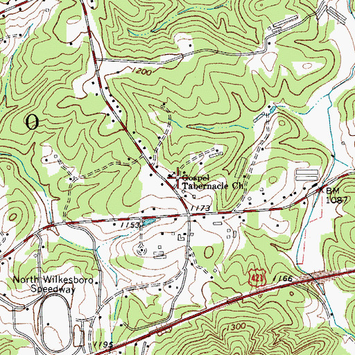 Topographic Map of Gospel Tabernacle Church, NC