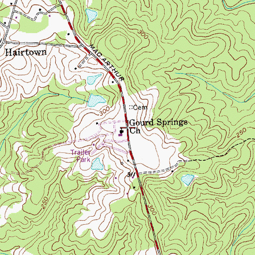 Topographic Map of Gourd Springs Church, NC