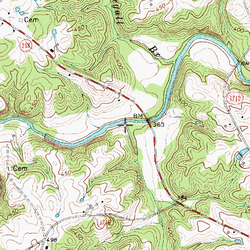 Topographic Map of Gourdvine Creek, NC