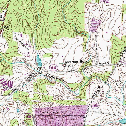 Topographic Map of Governor Burke Grave, NC