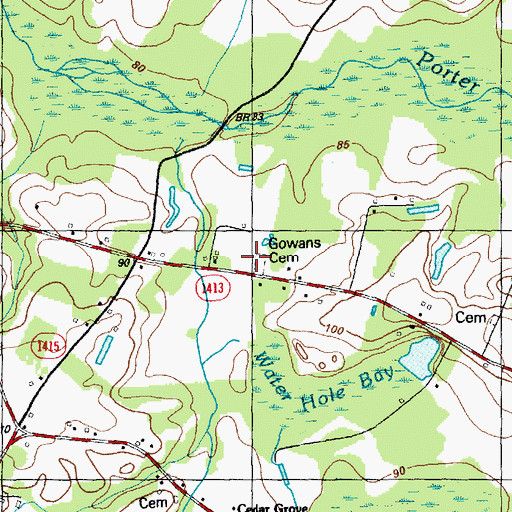 Topographic Map of Gowans Cemetery, NC