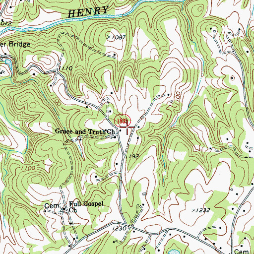 Topographic Map of Grace and Truth Church, NC