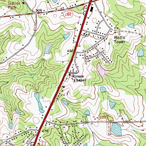 Topographic Map of Grace Chapel, NC