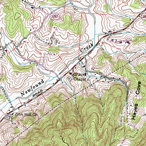 Topographic Map of Grace Chapel, NC