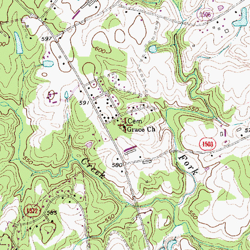 Topographic Map of Grace Church, NC