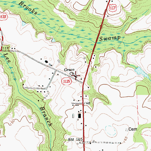 Topographic Map of Grace Church, NC