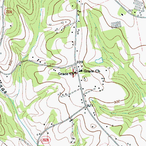 Topographic Map of Grace Church, NC