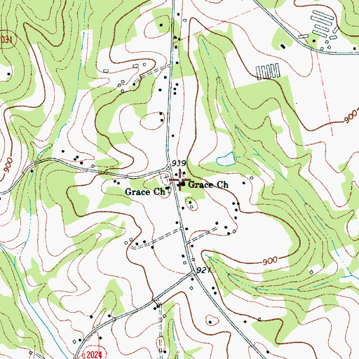 Topographic Map of Grace Church, NC