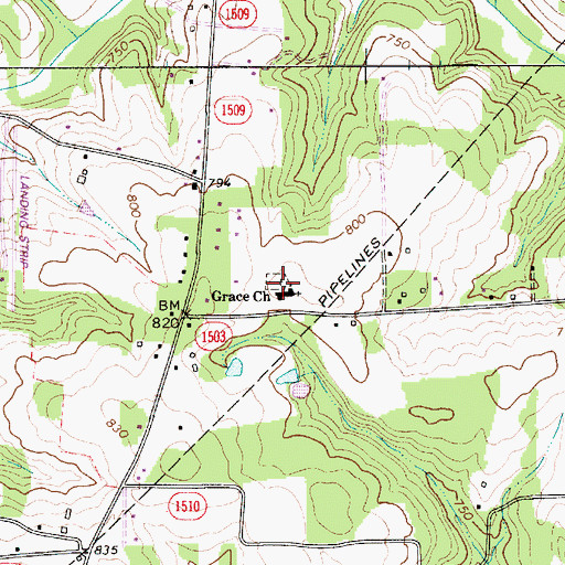 Topographic Map of Grace Church, NC