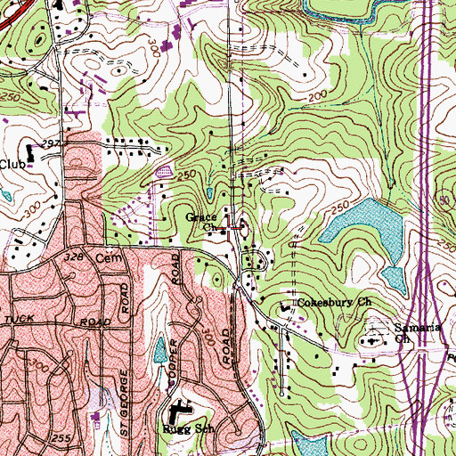Topographic Map of Grace Church, NC