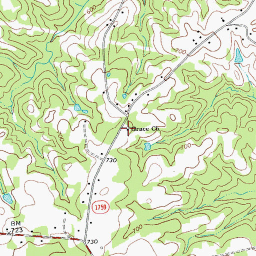 Topographic Map of Grace Church, NC