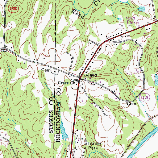 Topographic Map of Grace Baptist Church, NC