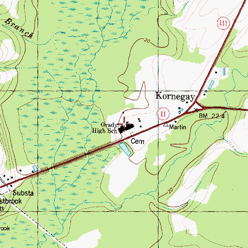 Topographic Map of Grady High School, NC