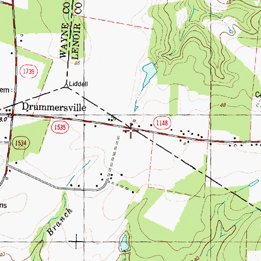 Topographic Map of Gradys Chapel, NC