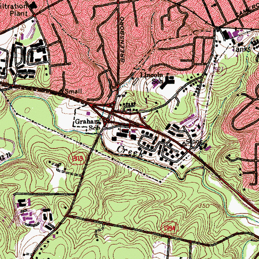 Topographic Map of Graham School, NC