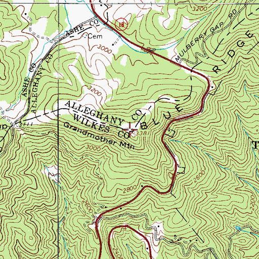 Topographic Map of Grandmother Mountain, NC