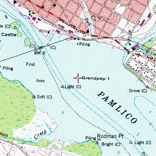 Topographic Map of Grandpap Island, NC