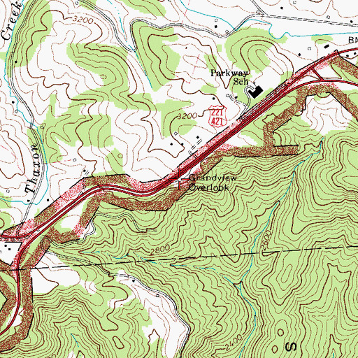 Topographic Map of Grandview Overlook, NC