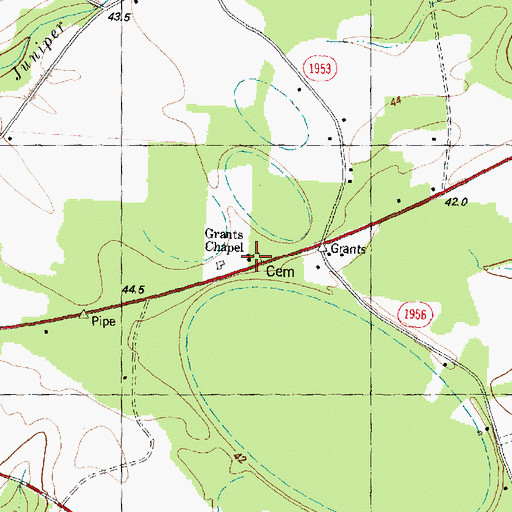 Topographic Map of Grants Chapel, NC