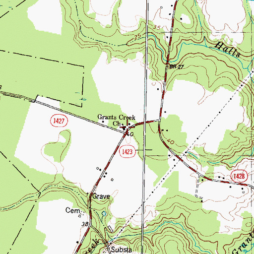 Topographic Map of Grants Creek Church, NC
