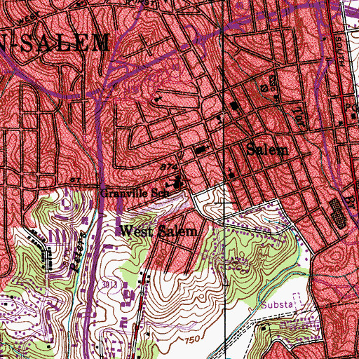 Topographic Map of Granville School, NC