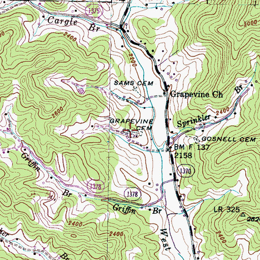 Topographic Map of Grapevine Cemetery, NC