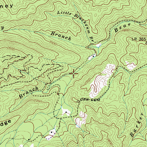 Topographic Map of Grassy Branch, NC