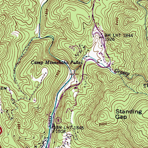 Topographic Map of Grassy Creek, NC