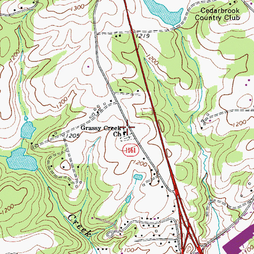 Topographic Map of Grassy Creek Methodist Church, NC
