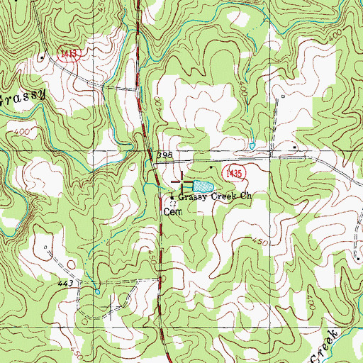 Topographic Map of Grassy Creek Church, NC
