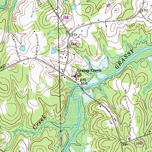 Topographic Map of Grassy Creek Church, NC