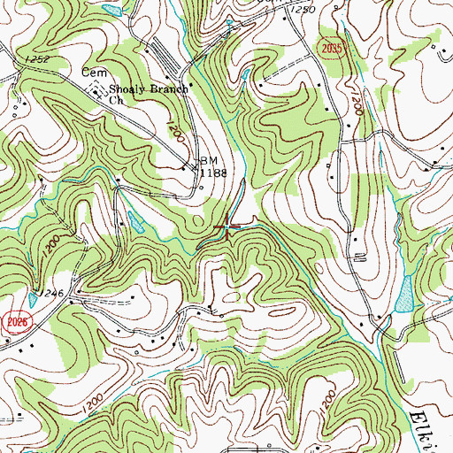 Topographic Map of Grassy Fork, NC