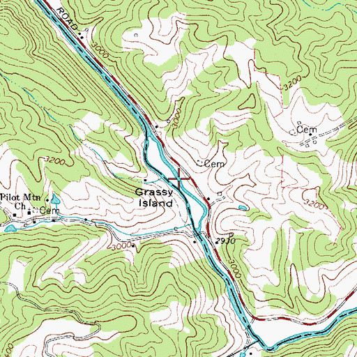 Topographic Map of Grassy Island, NC