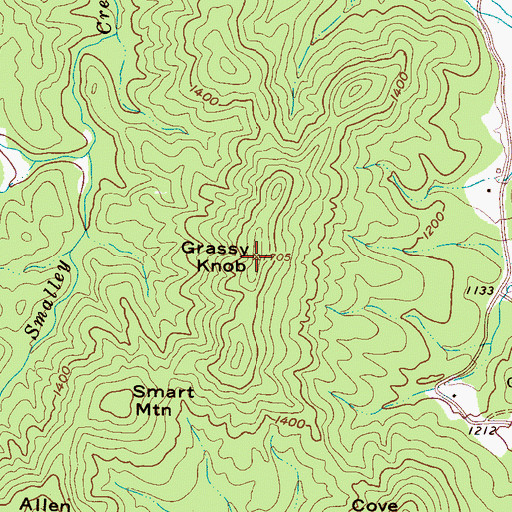 Topographic Map of Grassy Knob, NC