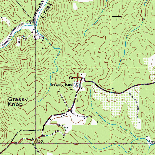 Topographic Map of Grassy Knob Church, NC