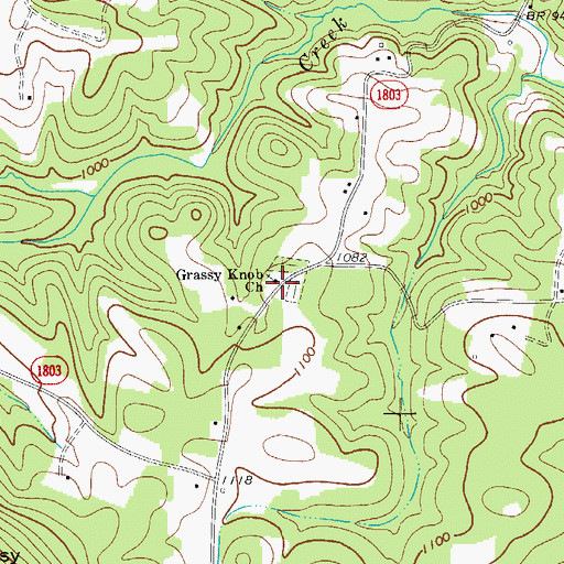 Topographic Map of Grassy Knob Church, NC