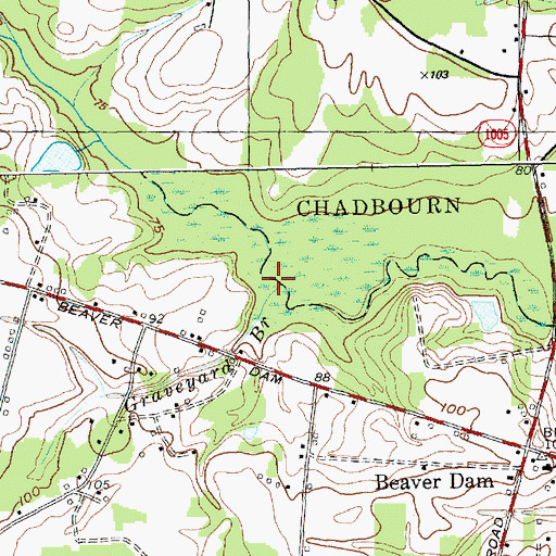 Topographic Map of Graveyard Branch, NC