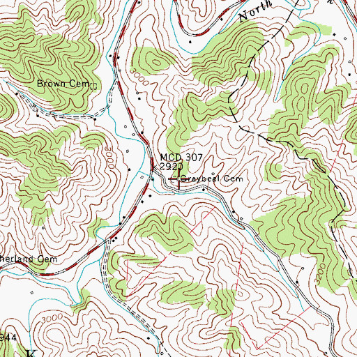 Topographic Map of Graybeal Cemetery, NC