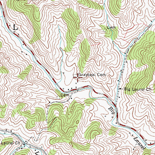 Topographic Map of Graybeal Cemetery, NC