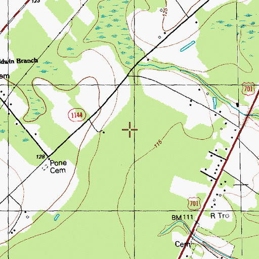Topographic Map of Grays Bay, NC