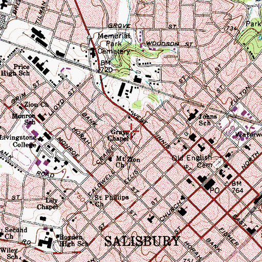 Topographic Map of Grays Chapel, NC