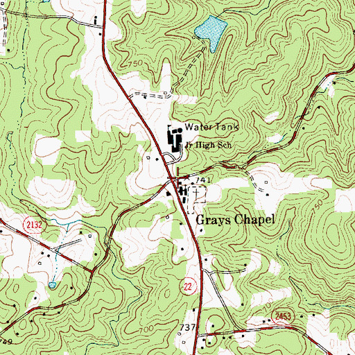 Topographic Map of Grays Chapel, NC