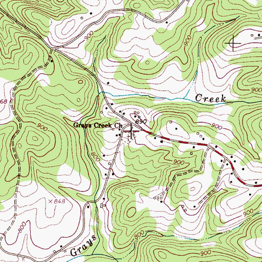 Topographic Map of Grays Creek Church, NC