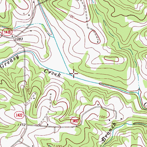 Topographic Map of Greasy Creek, NC