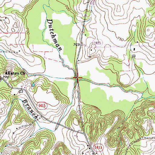 Topographic Map of Greasy Creek, NC