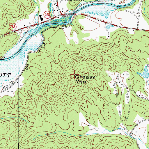 Topographic Map of Greasy Mountain, NC