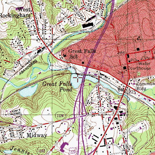 Topographic Map of Great Falls Pond, NC