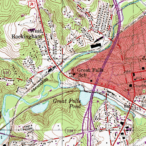 Topographic Map of Great Falls School, NC